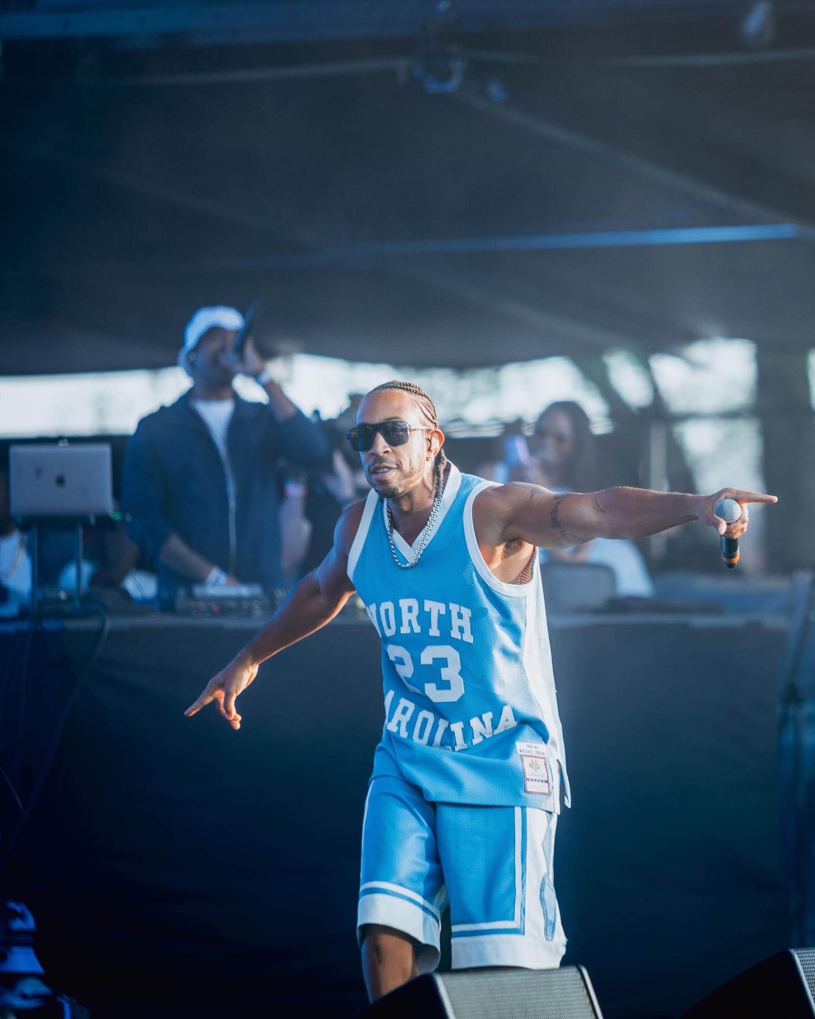 Ludacris in a number 23 jersey on stage at Dreamville Festival, Raleigh