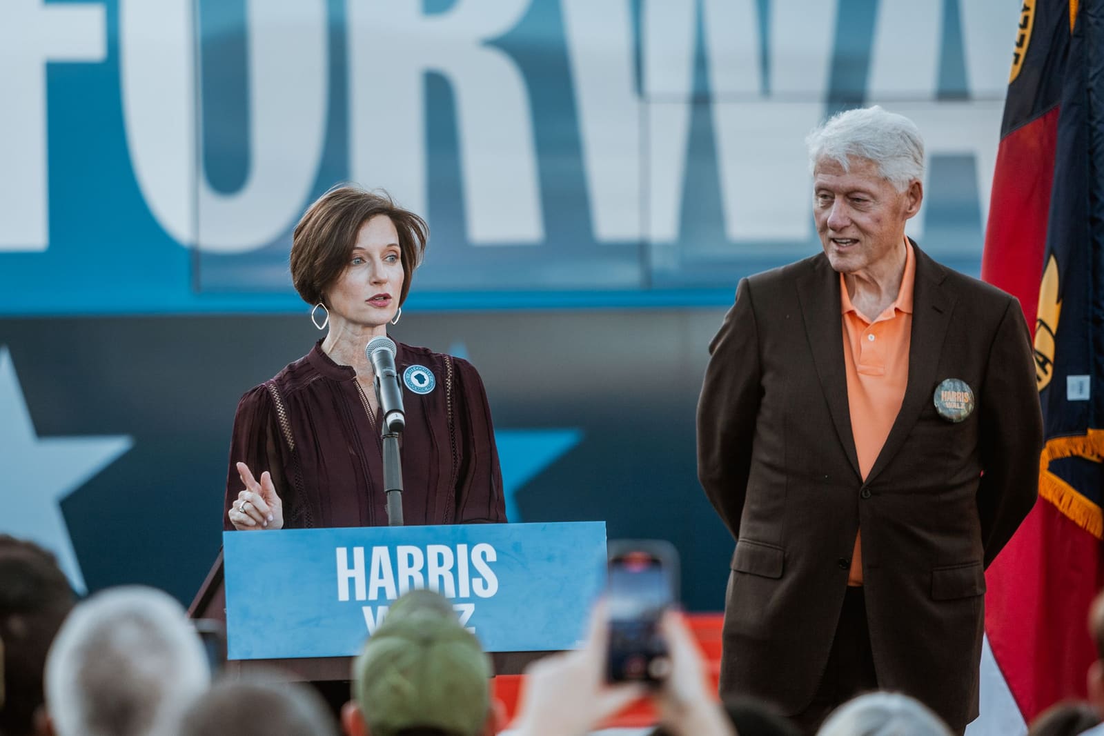 Bill Clinton and another speaker at the Forward stage, Greenville, NC