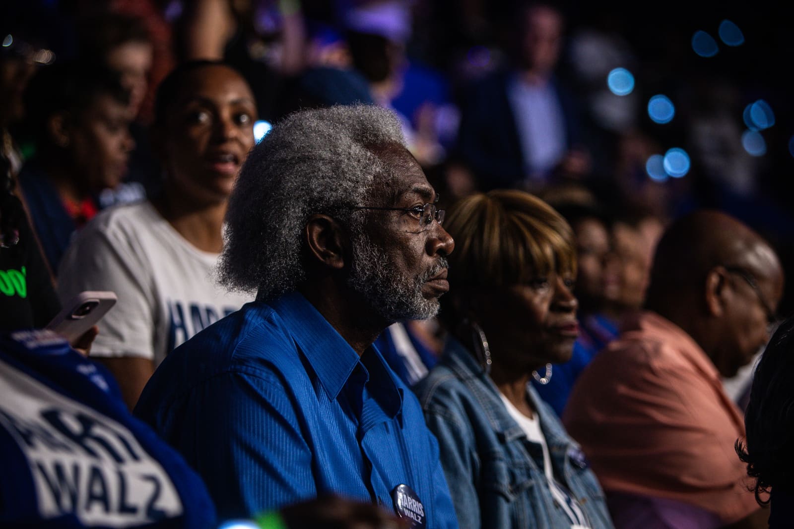 Attendees listening in the crowd at the Greenville rally