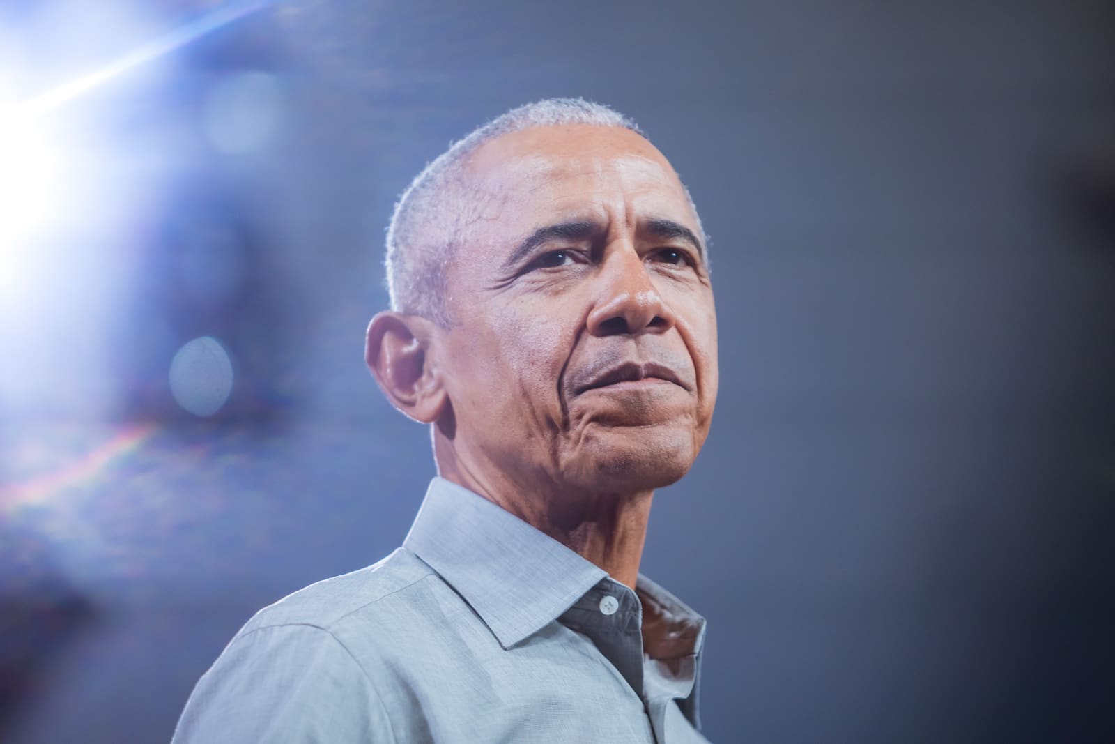 Barack Obama in a tight portrait with lens flare