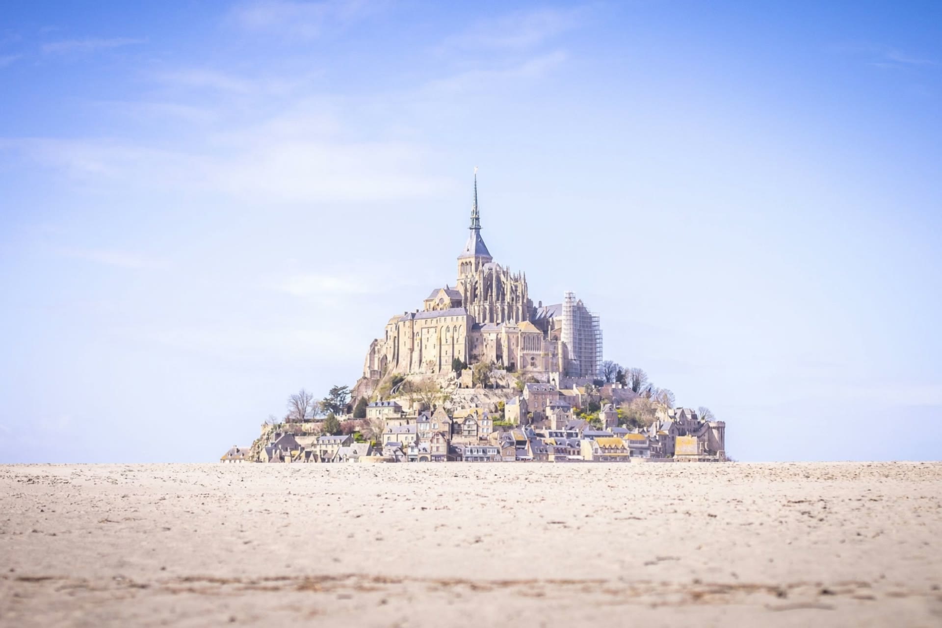 Mont Saint-Michel across the tidal flats